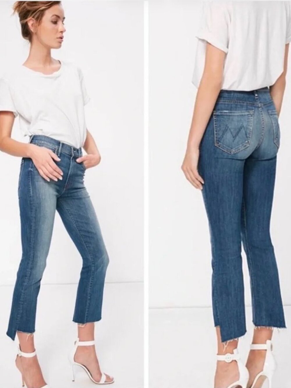 MOTHER Insider Crop Step Fray Jeans in Not Rough Enough Women's Size 26 FLAW